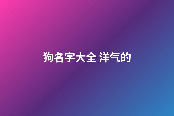 狗名字大全 洋气的